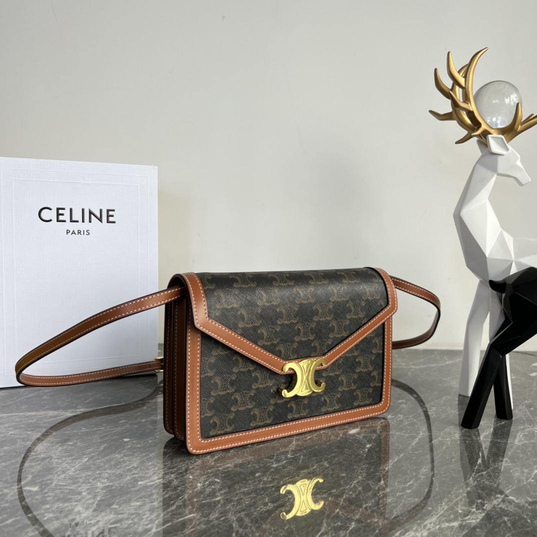 CELINE Enveloppe Bag Triomphe Canvas