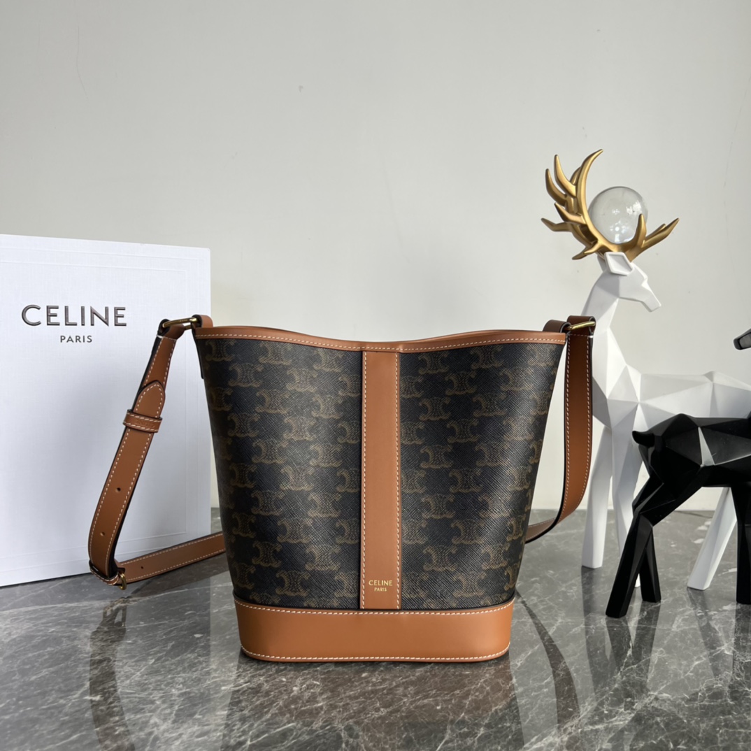 CELINE Small Bucket In Triomphe Canvas