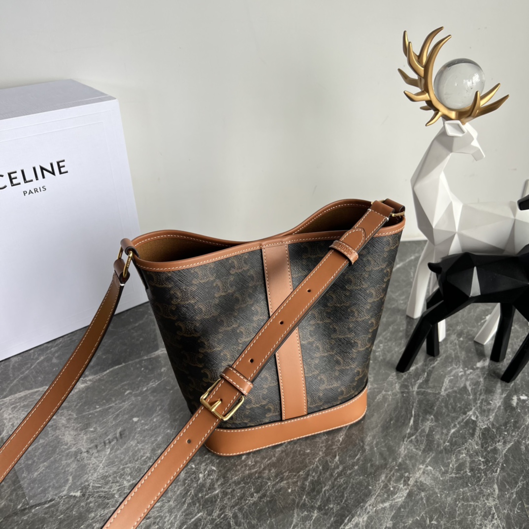 CELINE Small Bucket In Triomphe Canvas