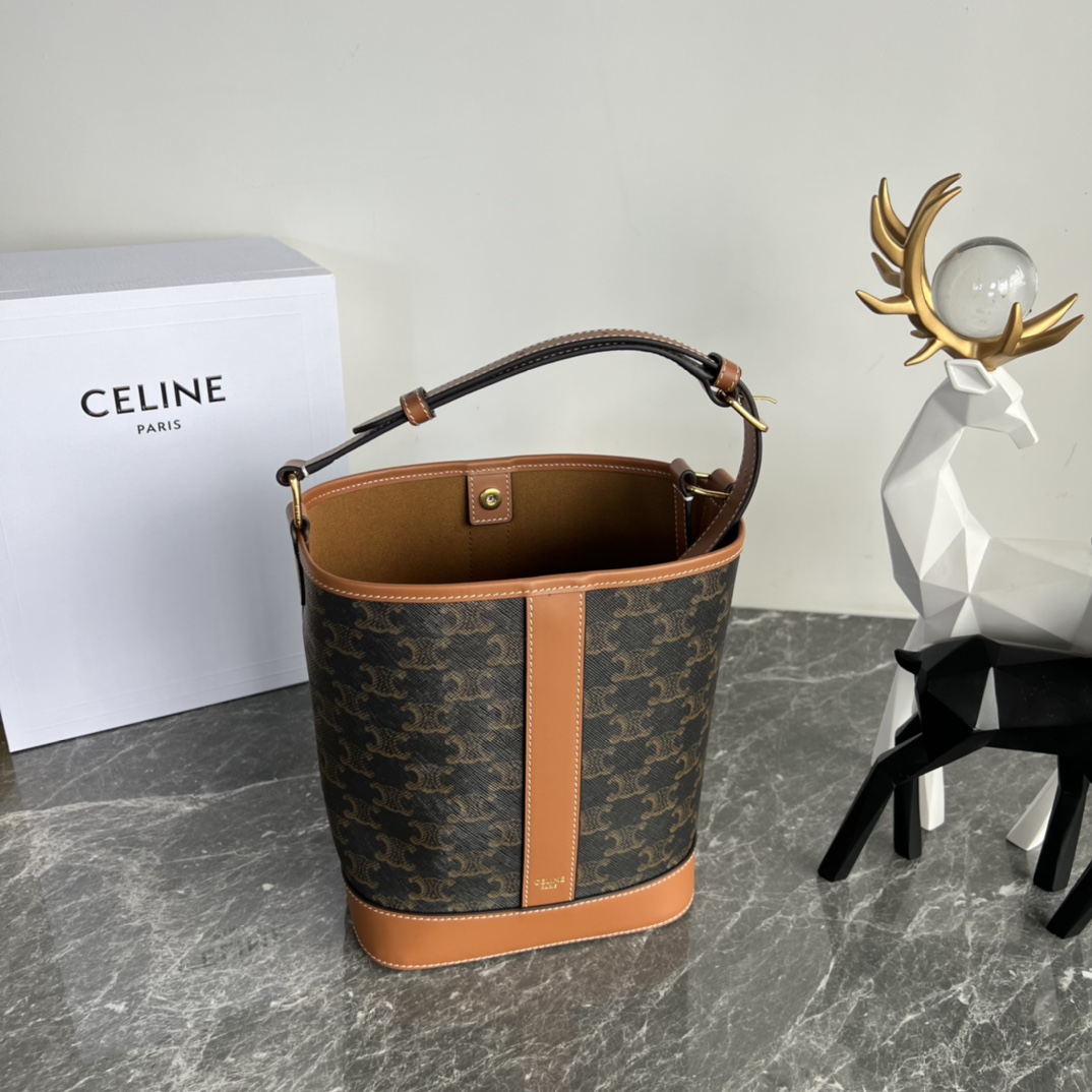 CELINE Small Bucket In Triomphe Canvas