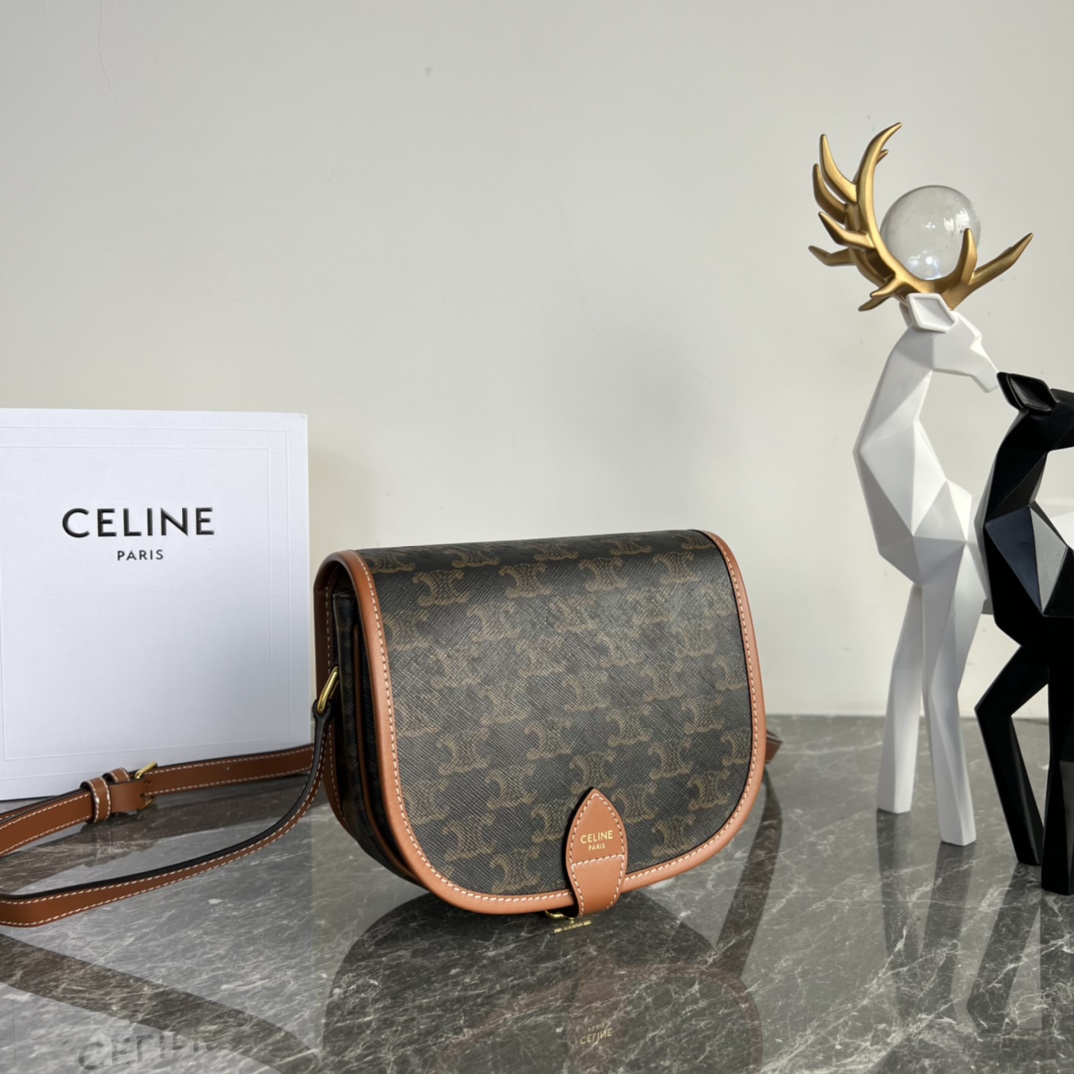 CELINE Medium Folco Bag in Triomphe Canvas