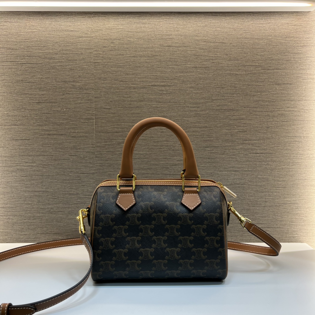 CELINE Small Boston in Triomphe Canvas