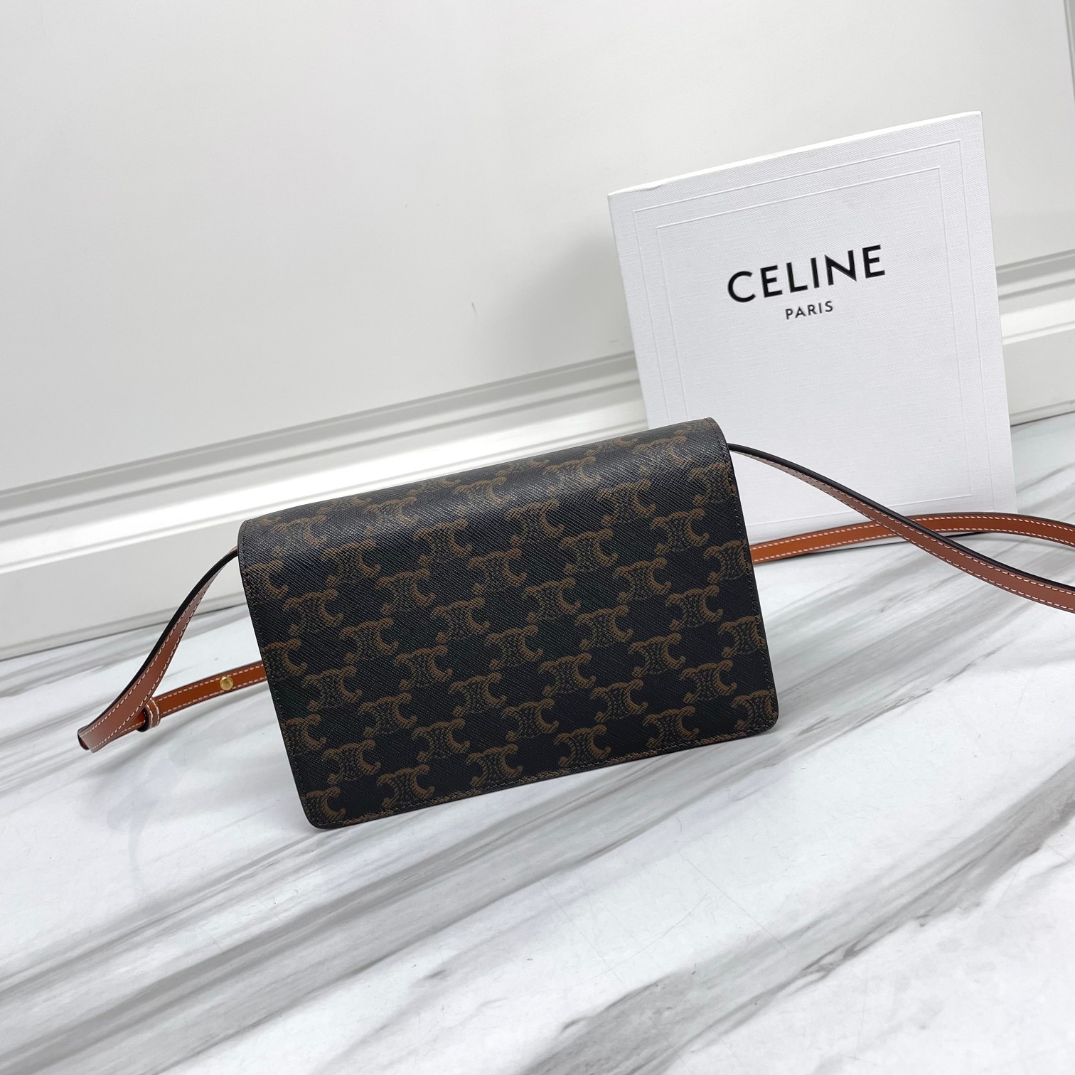 CELINE Wallet on Strap in Triomphe Canvas