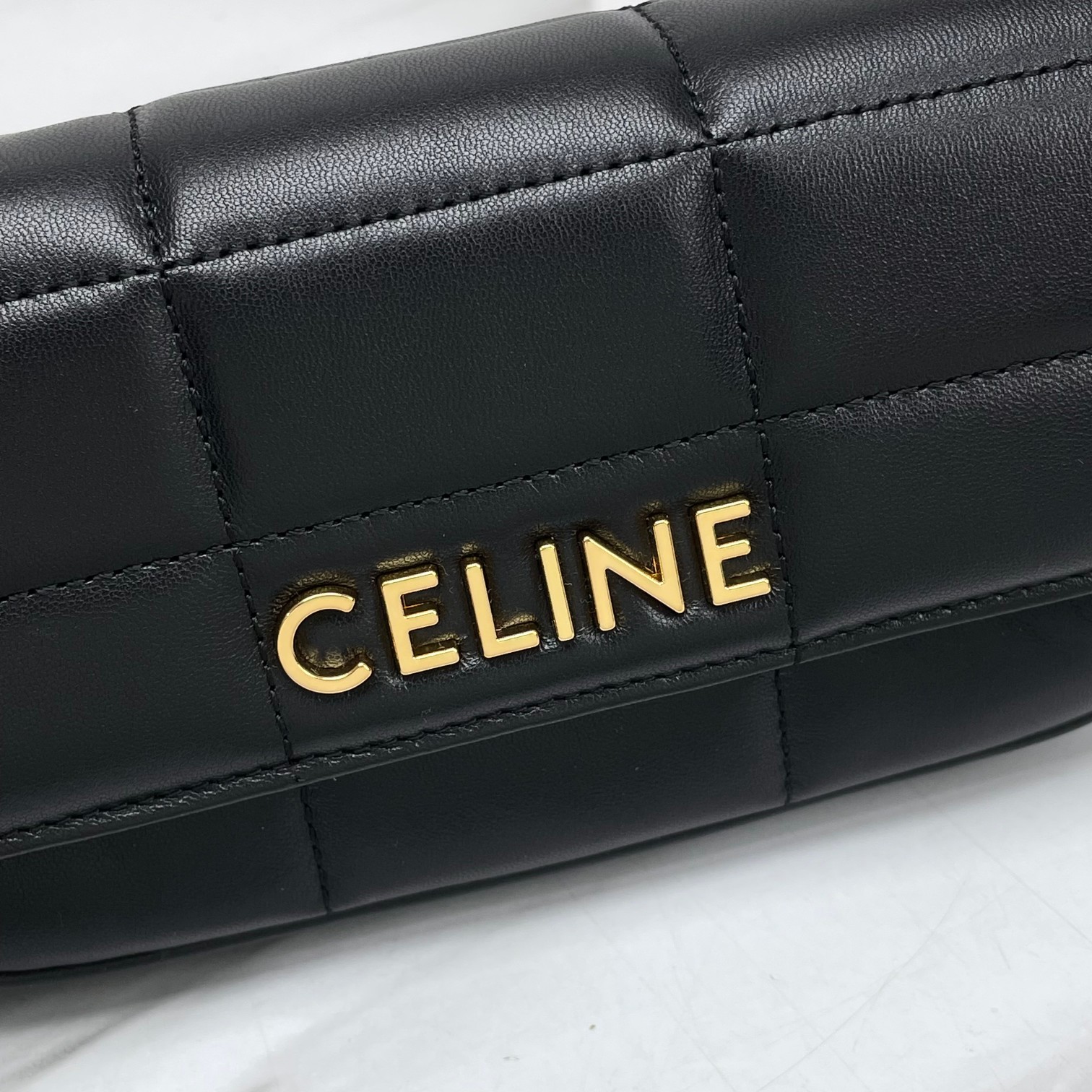 CELINE Shoulder Bag Metalasse Monochrome Celine In Quilted Gotaskin Black