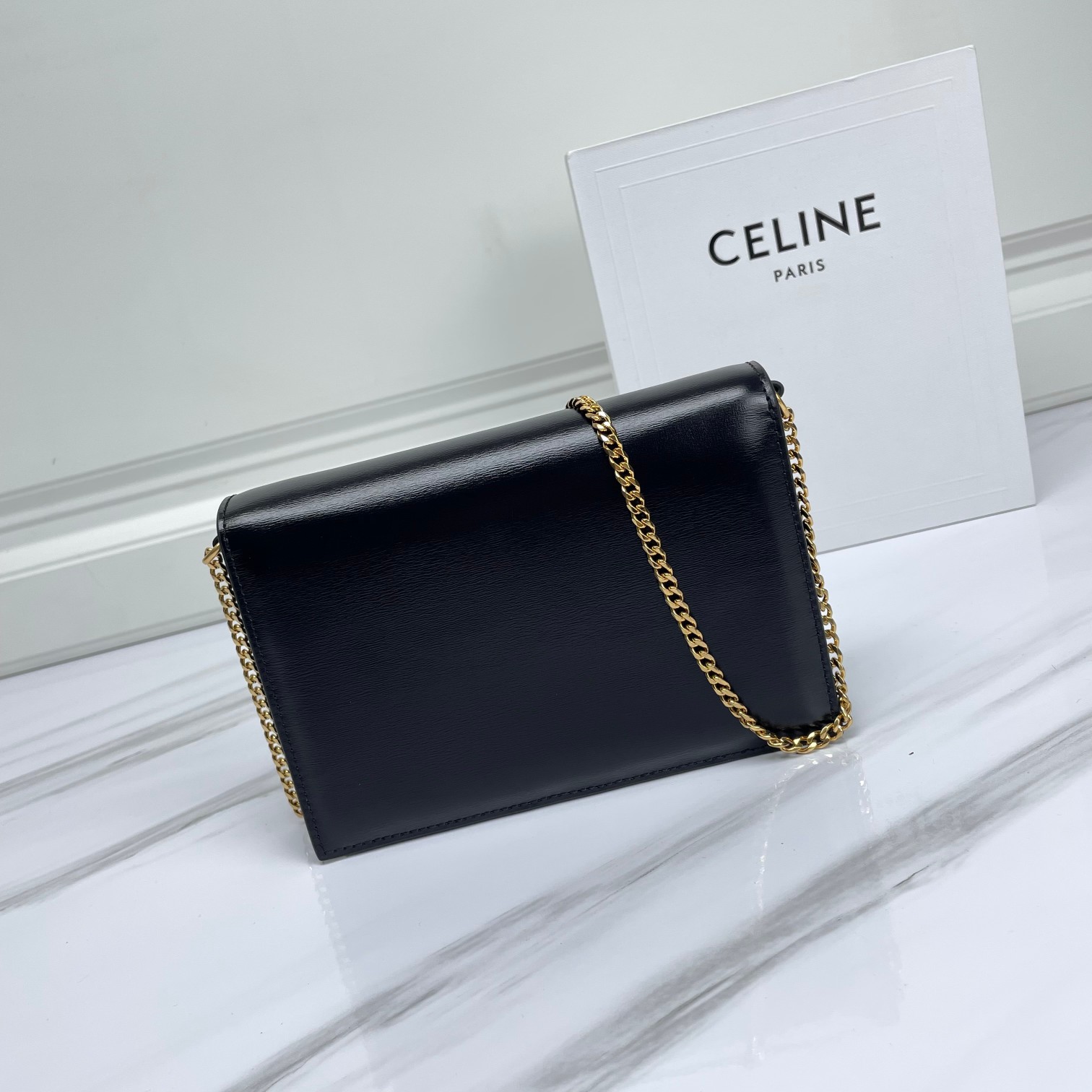 CELINE Clutch Soir In Shiny Calfskin Black