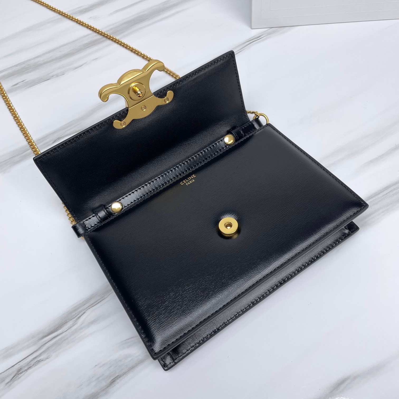 CELINE Clutch Soir In Shiny Calfskin Black