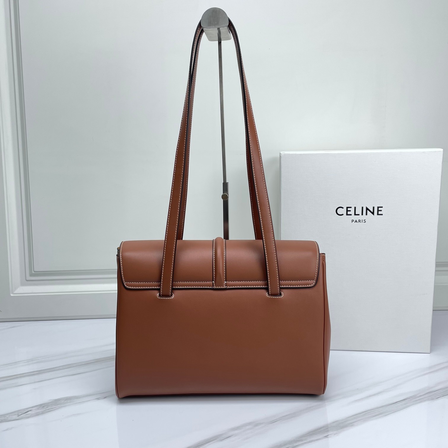 CELINE Medium Soft 16 In Smooth Calfskin Tan