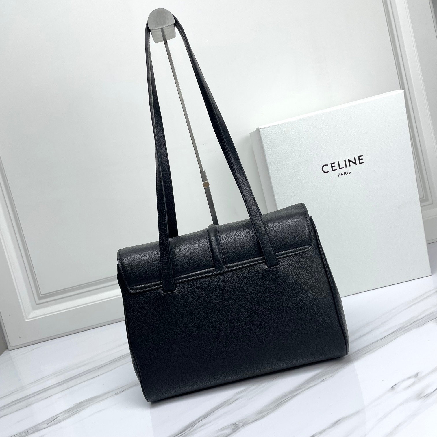 CELINE Medium Soft 16 In Smooth Calfskin Black