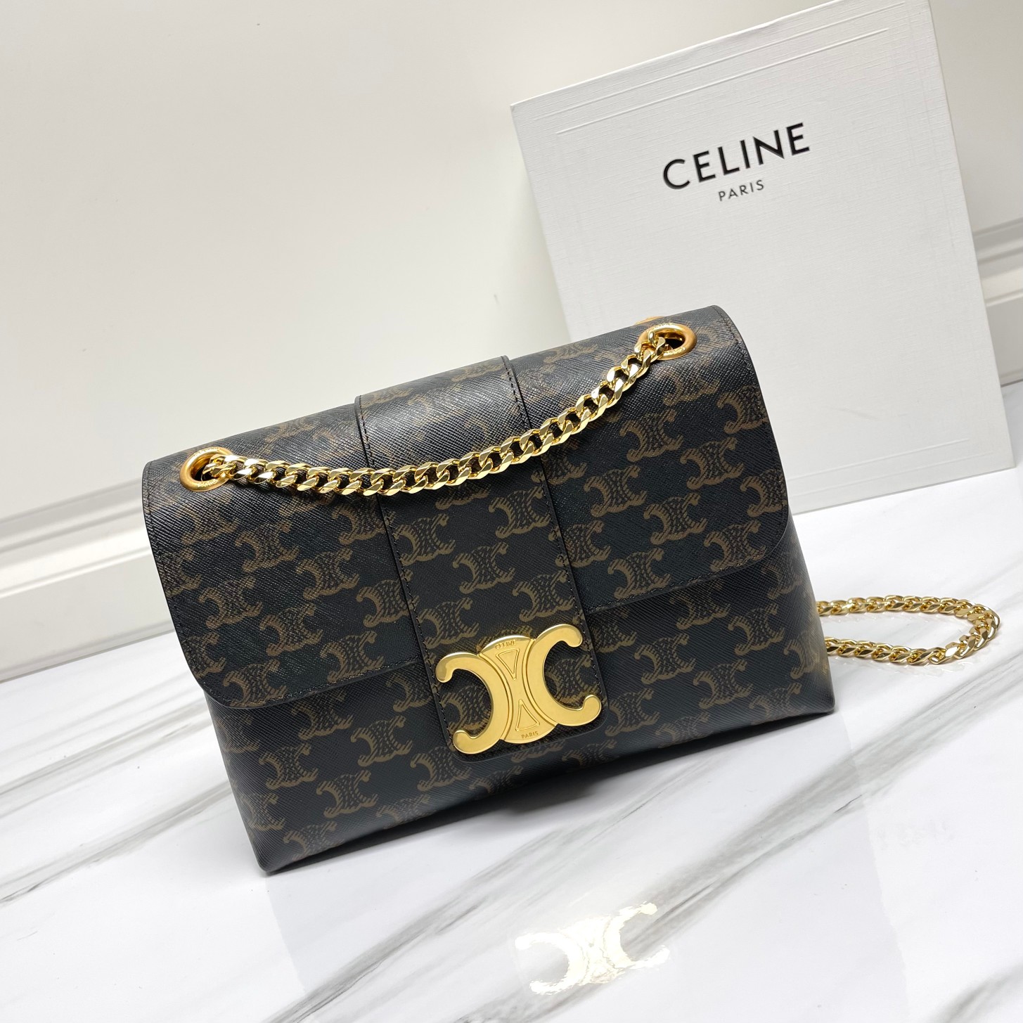 CELINE Medium Victoire Bag In Triomphe Canvas