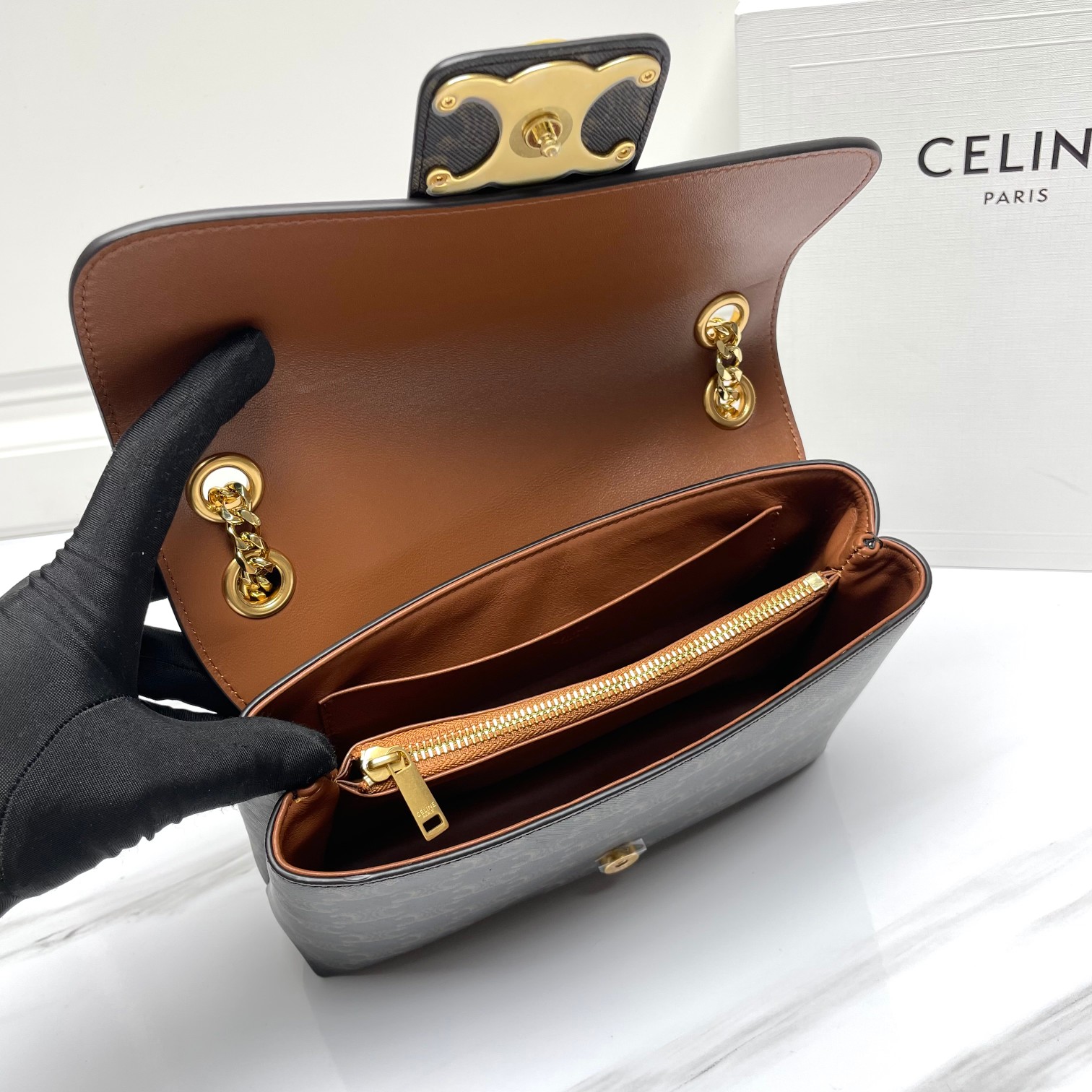 CELINE Medium Victoire Bag In Triomphe Canvas