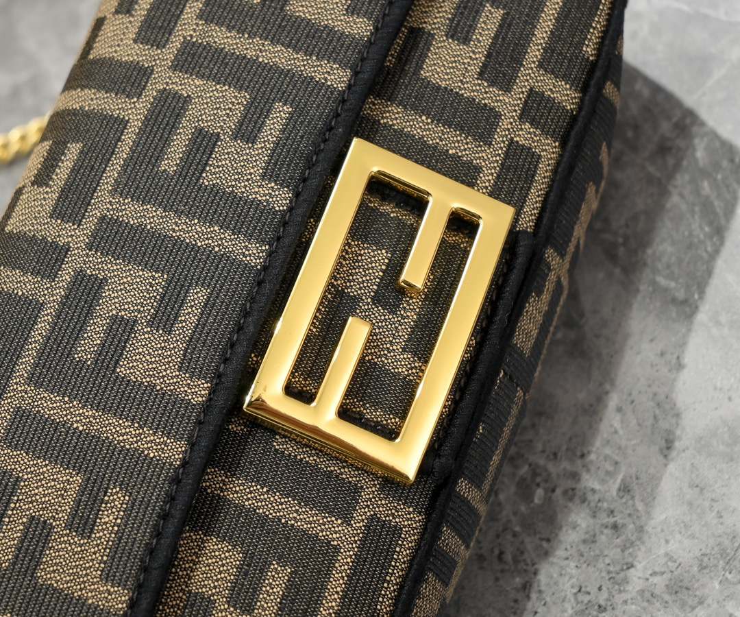 FENDI Baguette Mini Brown FF Jacquard Fabric