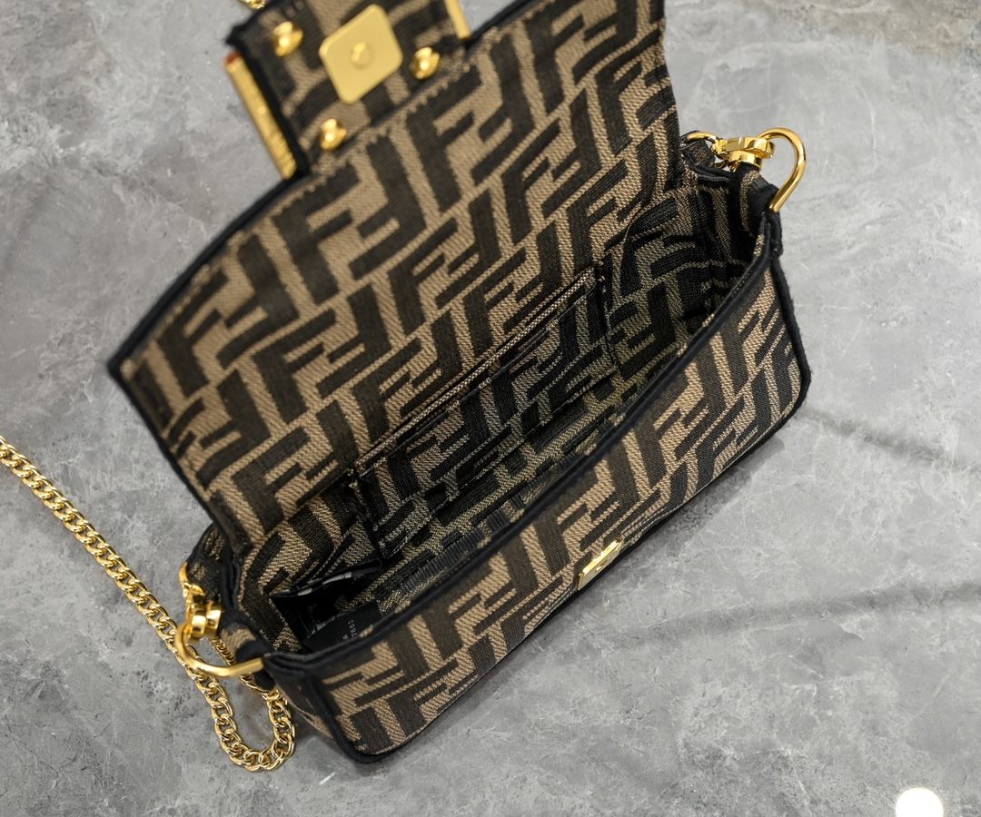 FENDI Baguette Mini Brown FF Jacquard Fabric