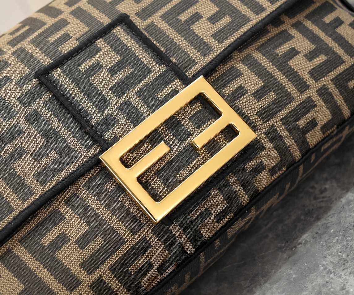 FENDI Baguette Mini Brown FF Jacquard Fabric