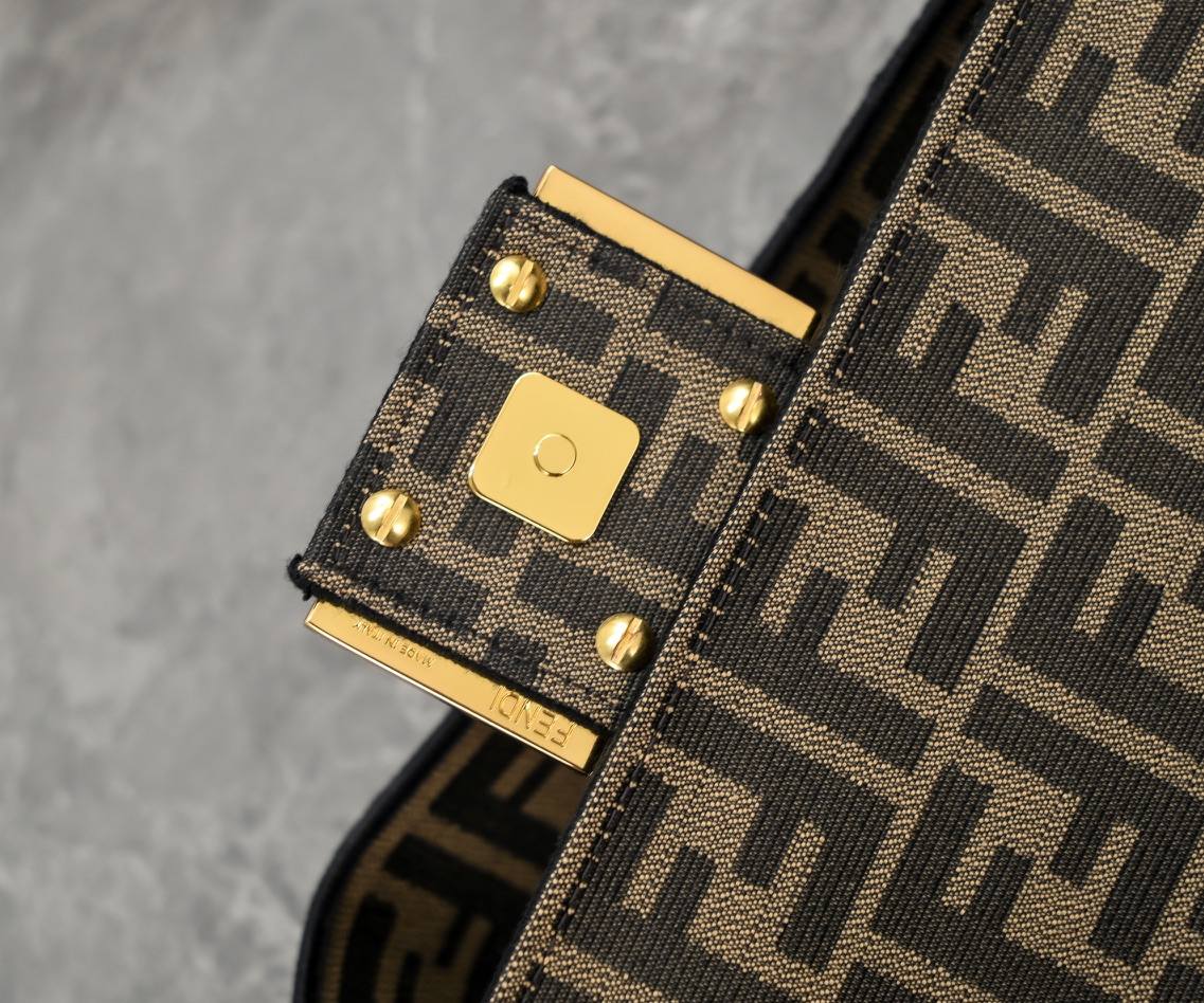 FENDI Baguette Mini Brown FF Jacquard Fabric