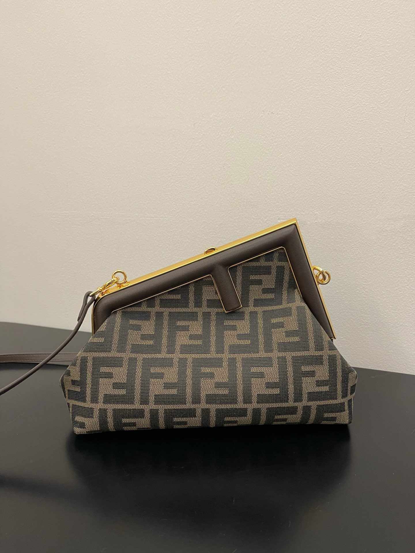 FENDI First Small Brown FF Jacquard Fabric