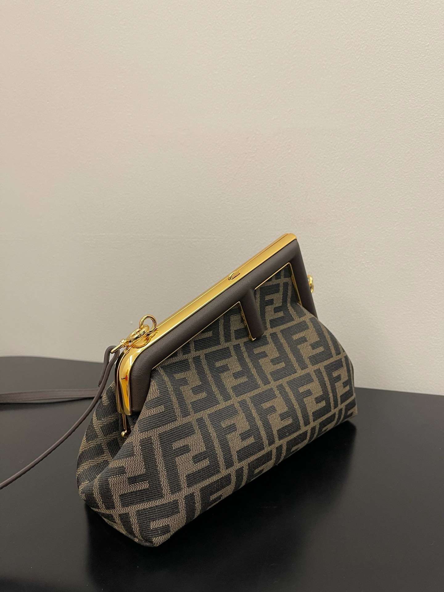 FENDI First Small Brown FF Jacquard Fabric