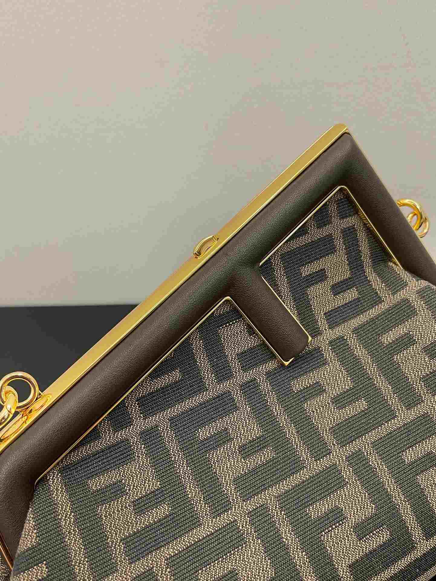 FENDI First Small Brown FF Jacquard Fabric