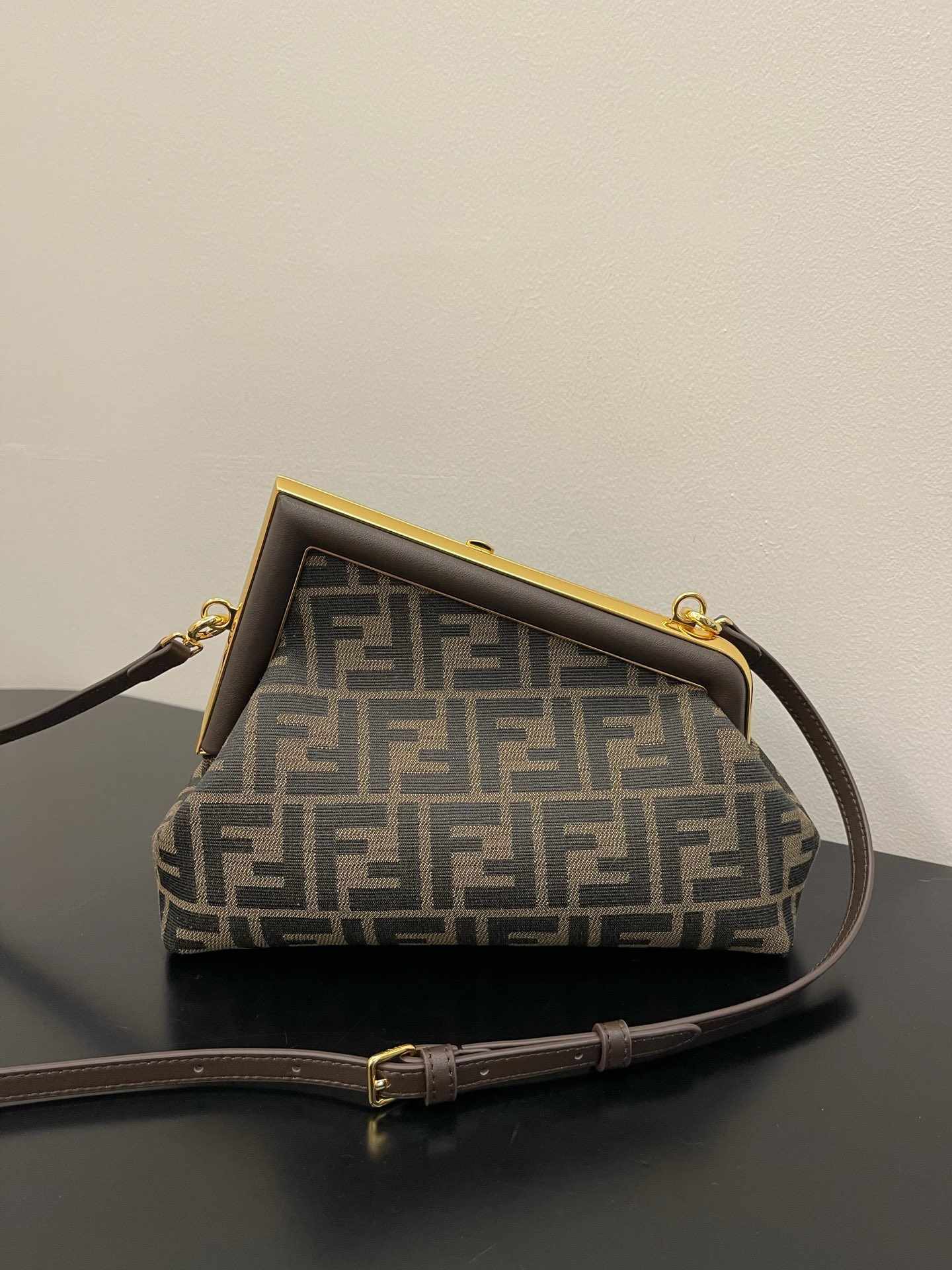 FENDI First Small Brown FF Jacquard Fabric