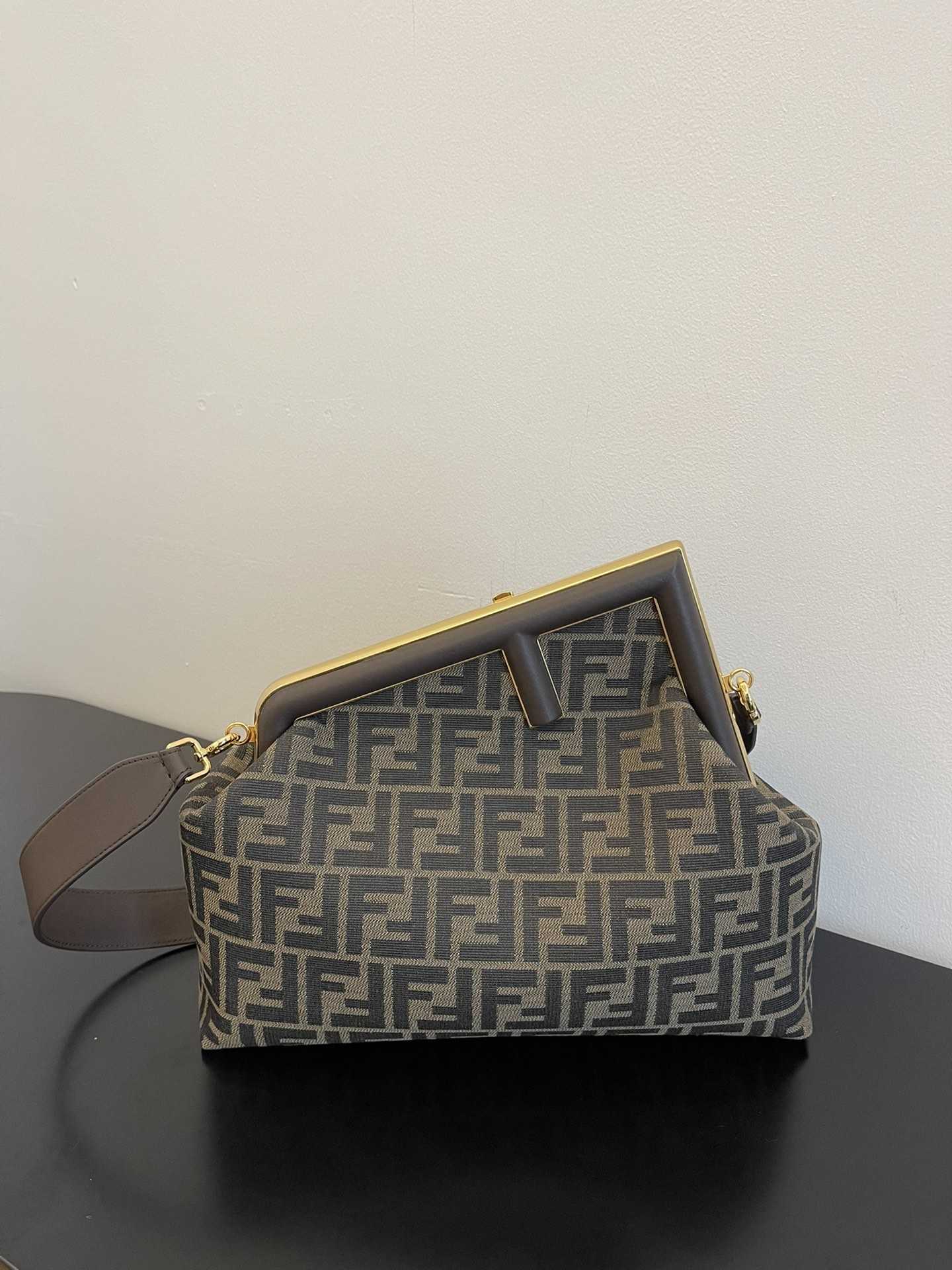 FENDI First Medium Brown FF Jacquard Fabric