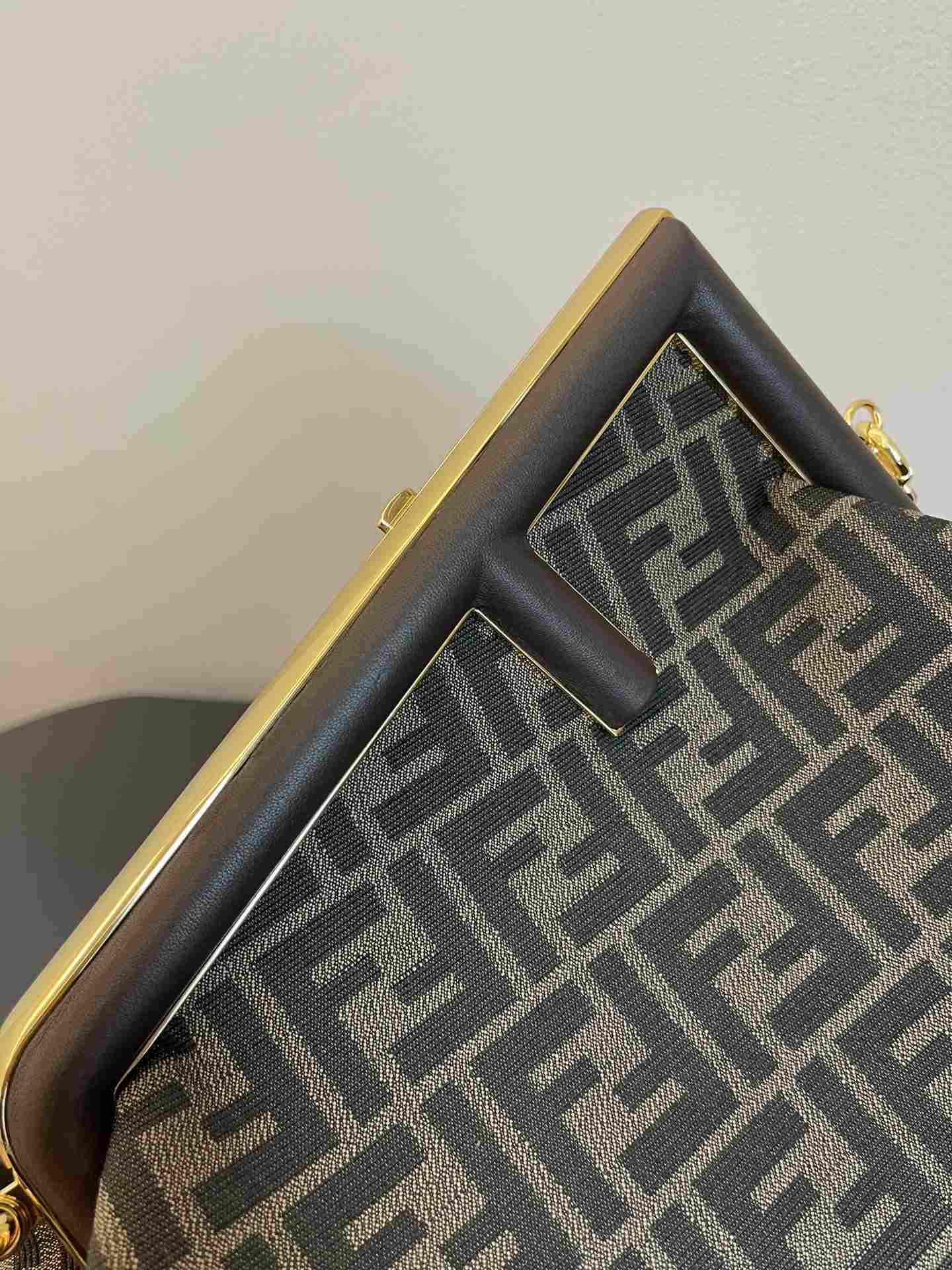 FENDI First Medium Brown FF Jacquard Fabric