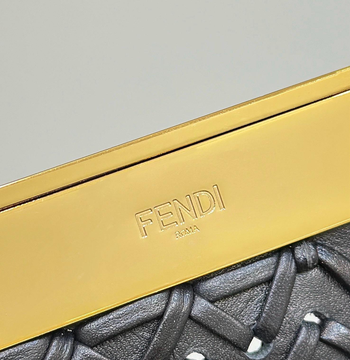 FENDI First Small Black Woven Leather