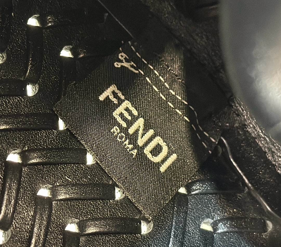 FENDI First Small Black Woven Leather