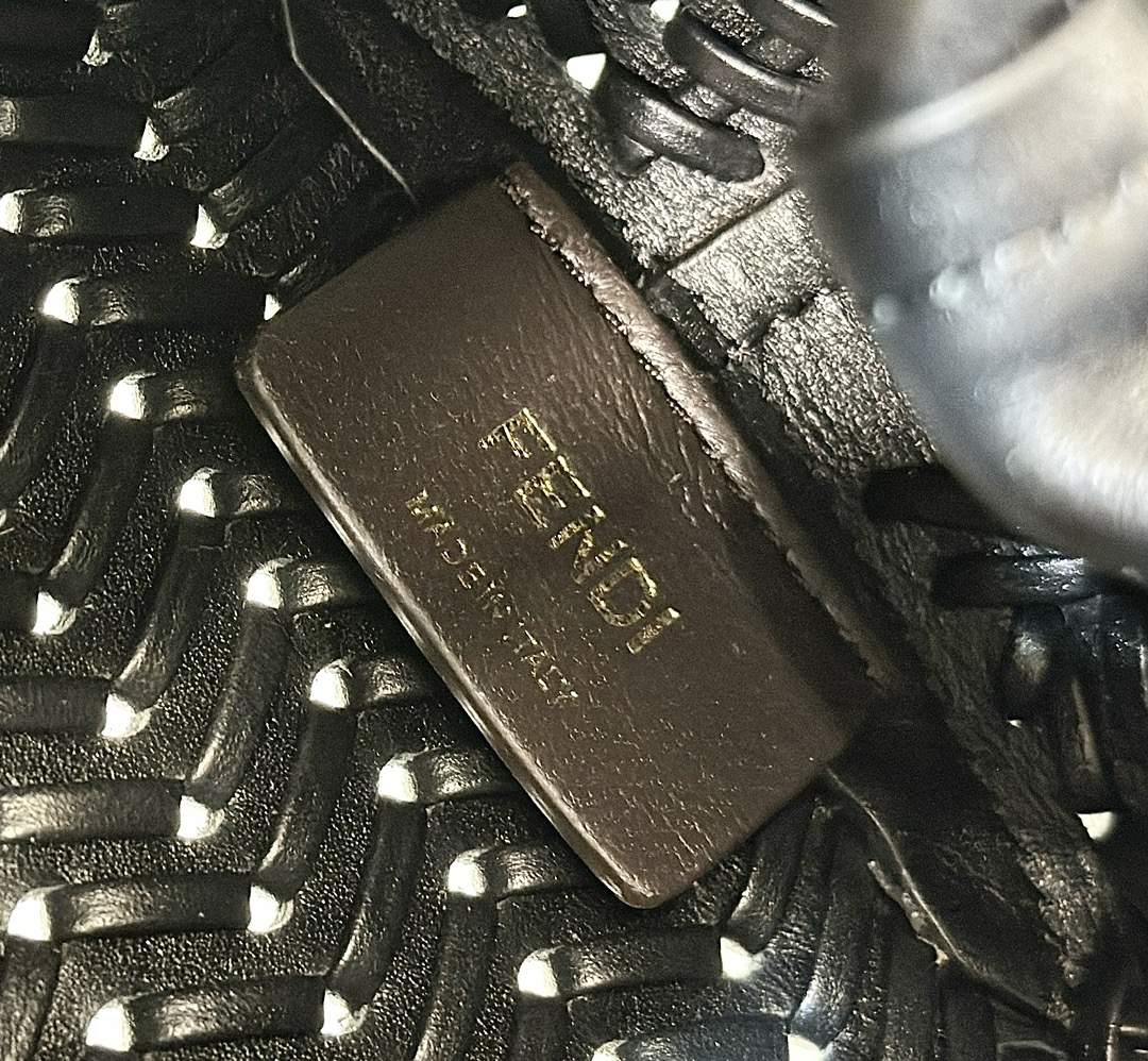 FENDI First Small Black Woven Leather