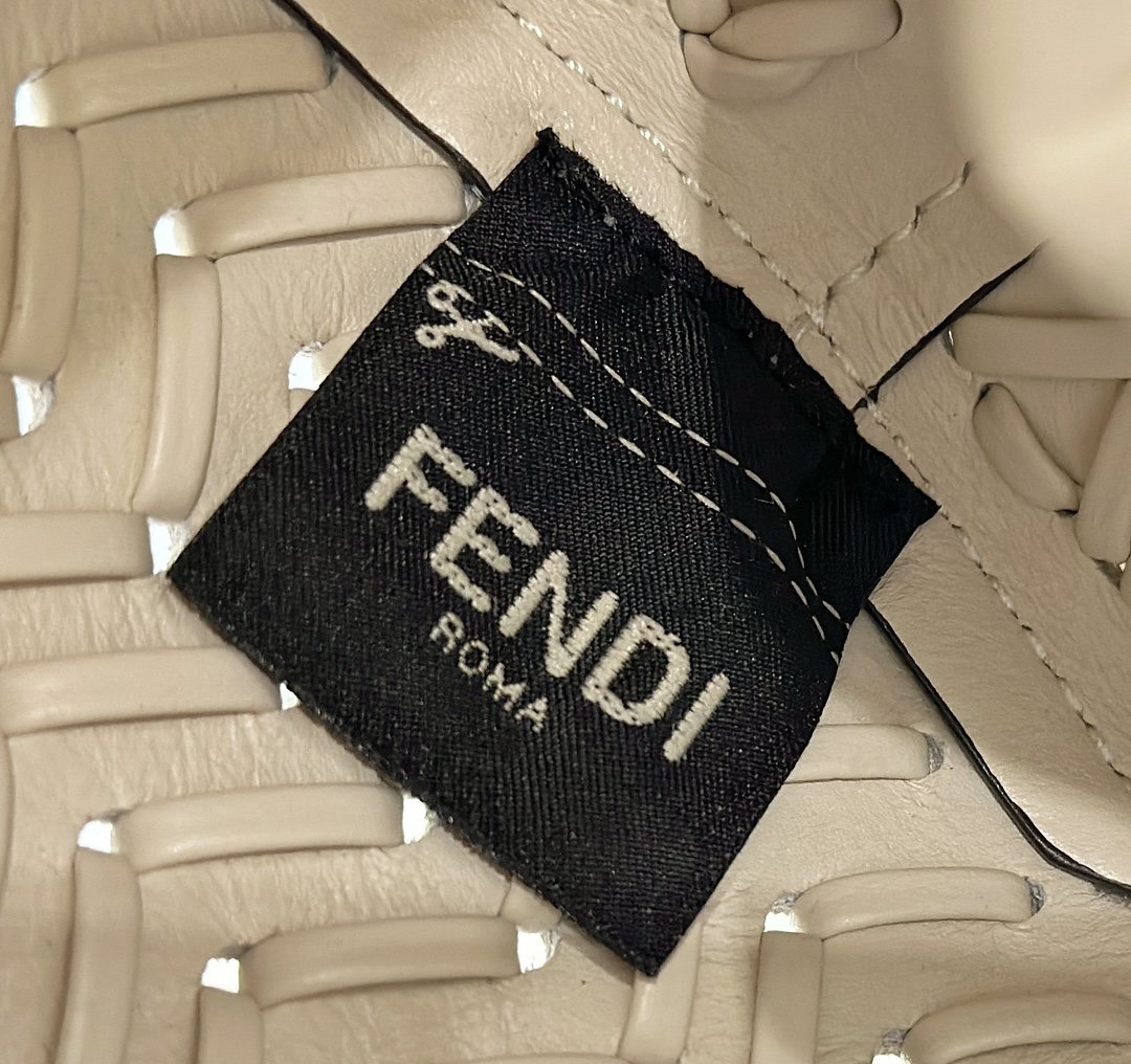 FENDI First Small White Woven Leather