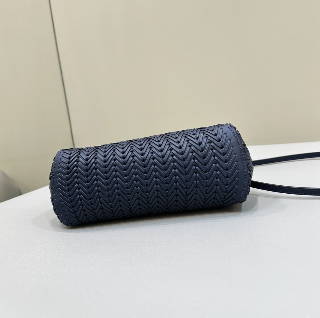 FENDI First Small Midnight Blue Woven Leather