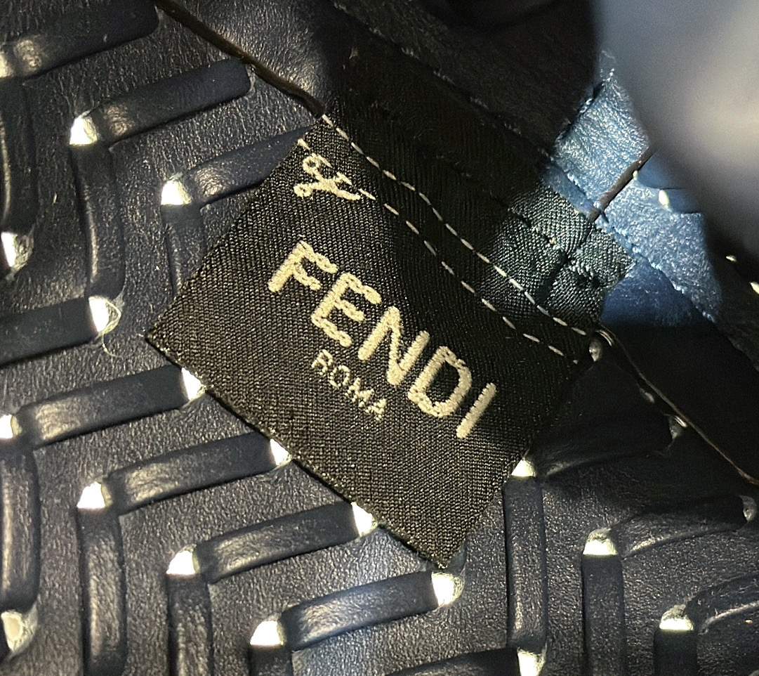 FENDI First Small Midnight Blue Woven Leather