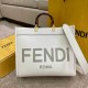 FENDI Sunshine Medium White Leather Shopper