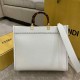 FENDI Sunshine Medium White Leather Shopper