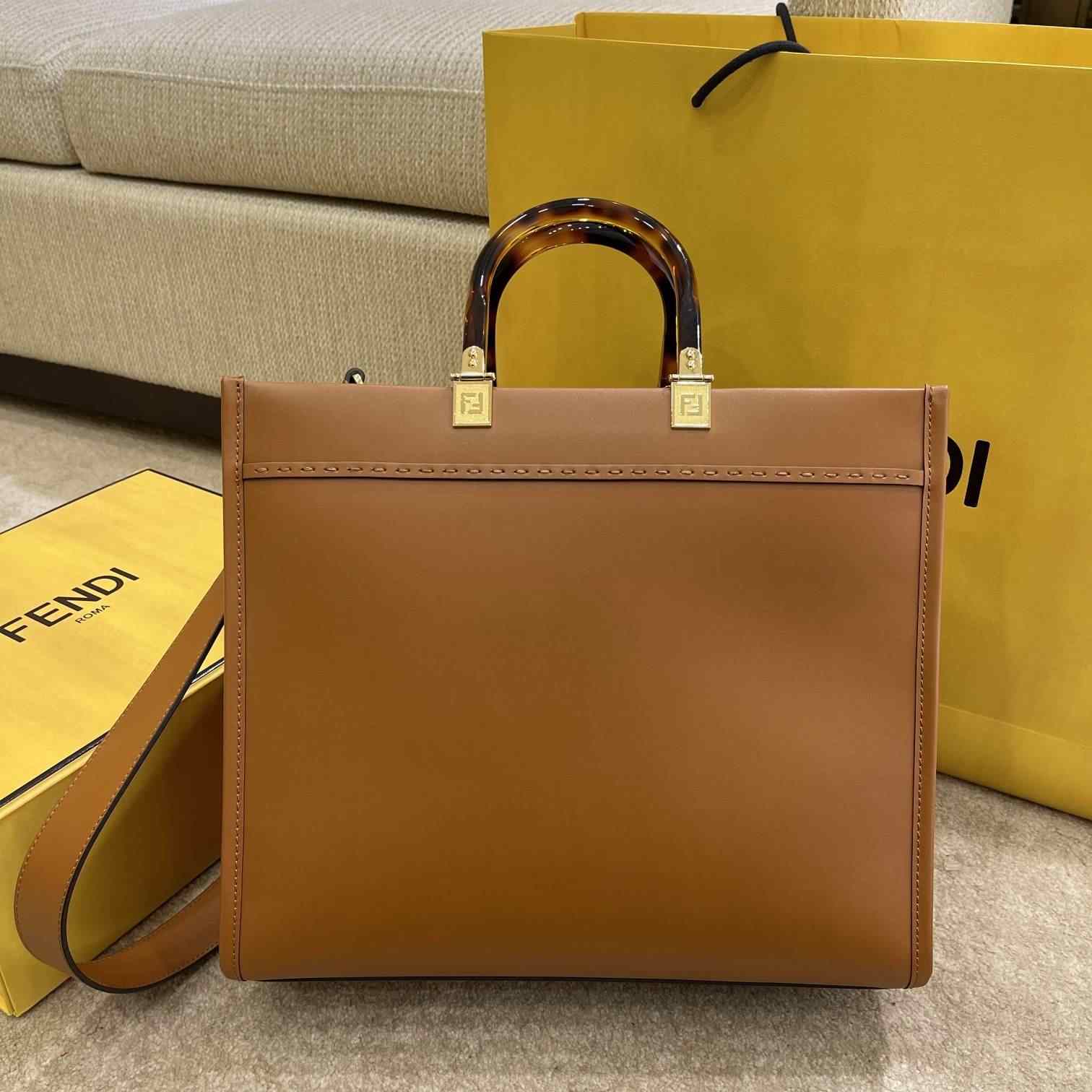 FENDI Sunshine Medium Brown Leather Shopper