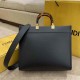 FENDI Sunshine Medium Black Leather Shopper