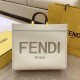 FENDI Sunshine Large White Leather Shopper