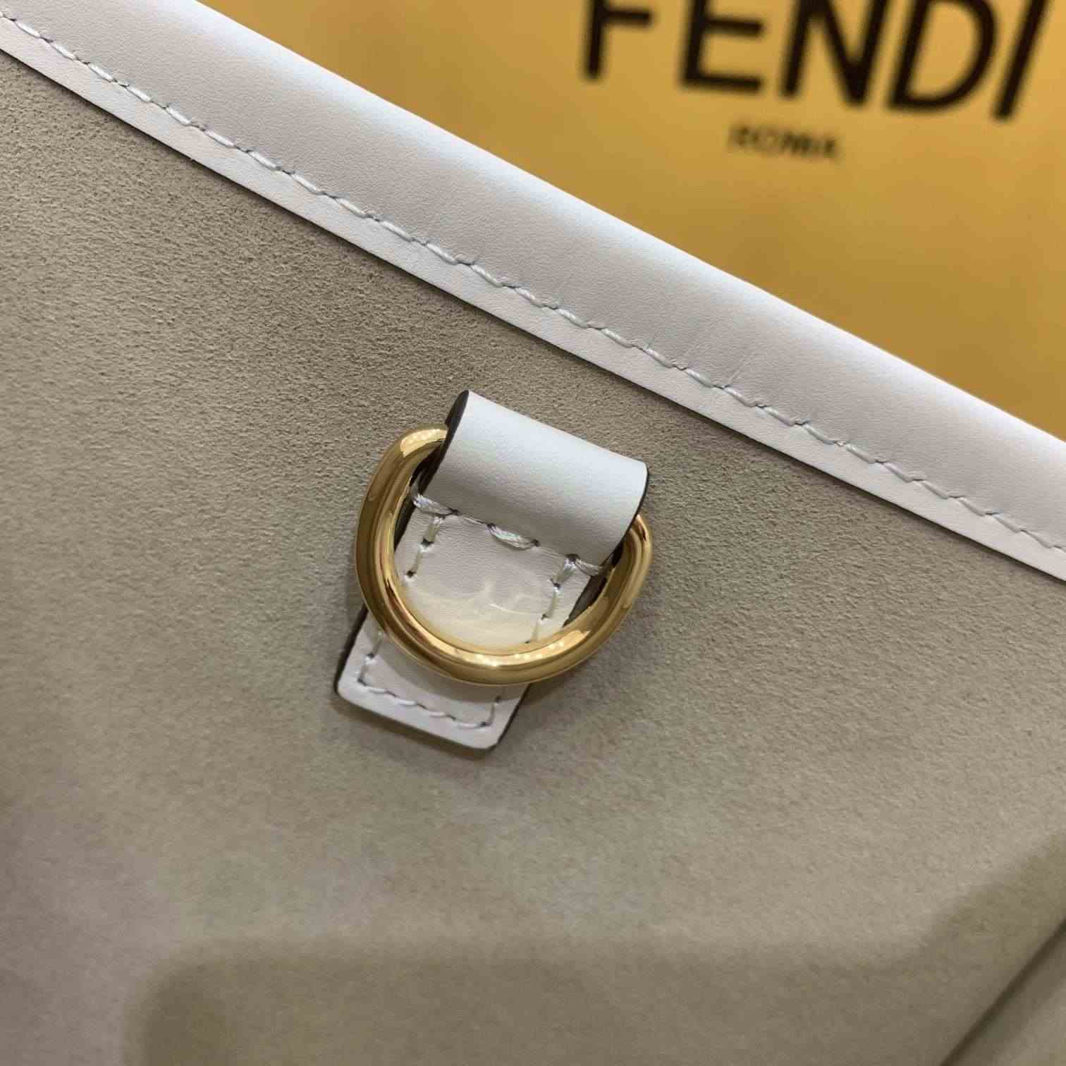 FENDI Sunshine Large White Leather Shopper