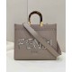 FENDI Sunshine Medium Dove Gray Leather And Elaphe Shopper