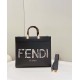 FENDI Sunshine Medium Black Leather And Elaphe Shopper