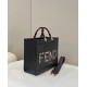 FENDI Sunshine Medium Black Leather And Elaphe Shopper