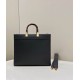 FENDI Sunshine Medium Black Leather And Elaphe Shopper