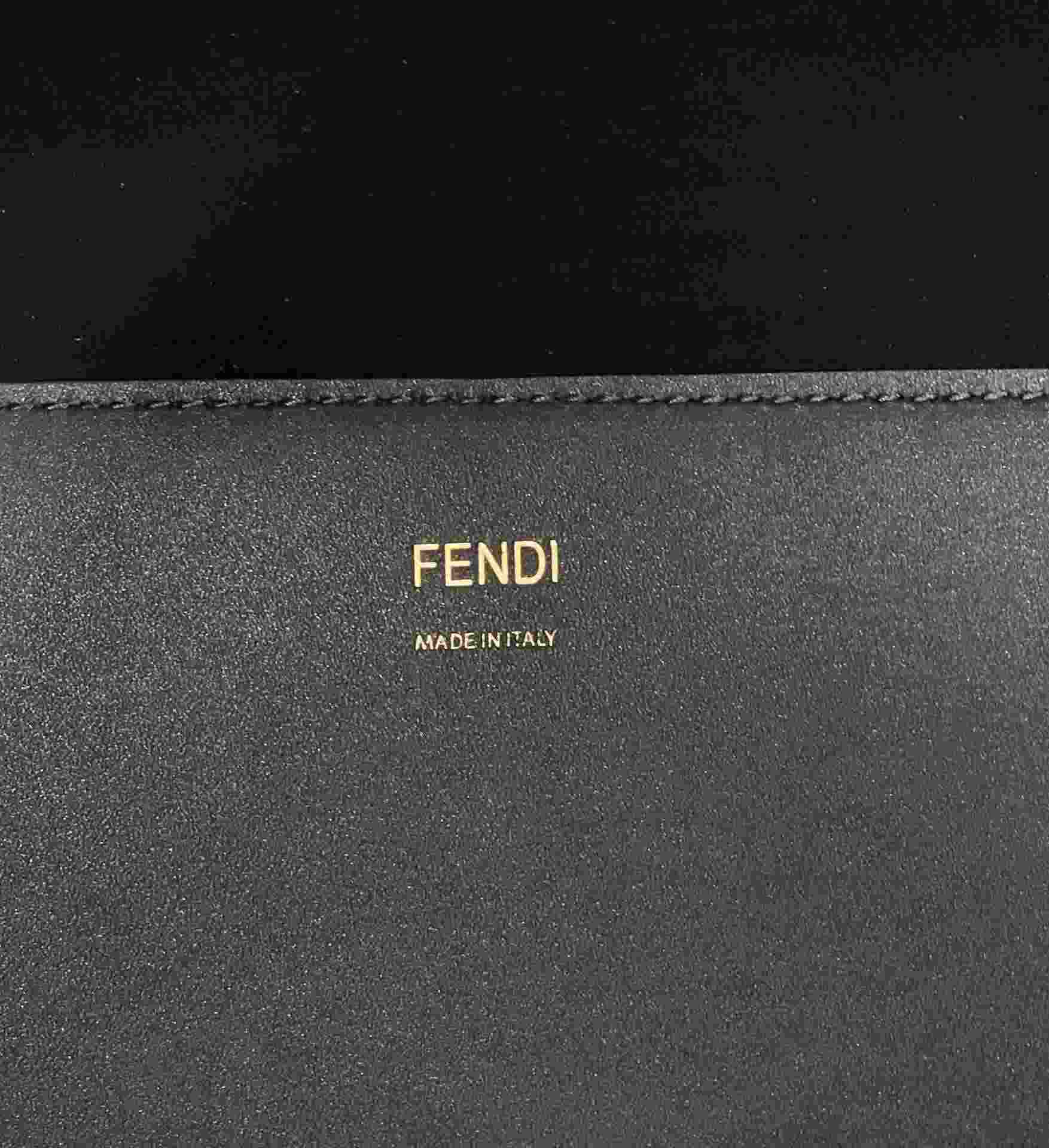 FENDI Sunshine Medium Black Leather And Elaphe Shopper