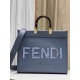 FENDI Sunshine Medium Dark Gray Leather And Elaphe Shopper