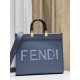 FENDI Sunshine Medium Dark Gray Leather And Elaphe Shopper