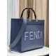 FENDI Sunshine Medium Dark Gray Leather And Elaphe Shopper