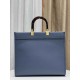 FENDI Sunshine Medium Dark Gray Leather And Elaphe Shopper