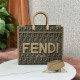 FENDI Sunshine Medium Brown FF Jacquard Fabric Shopper