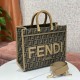 FENDI Sunshine Medium Brown FF Jacquard Fabric Shopper