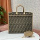 FENDI Sunshine Medium Brown FF Jacquard Fabric Shopper