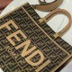 FENDI Sunshine Medium Brown FF Jacquard Fabric Shopper