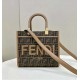 FENDI Sunshine Small Brown FF Jacquard Fabric Shopper